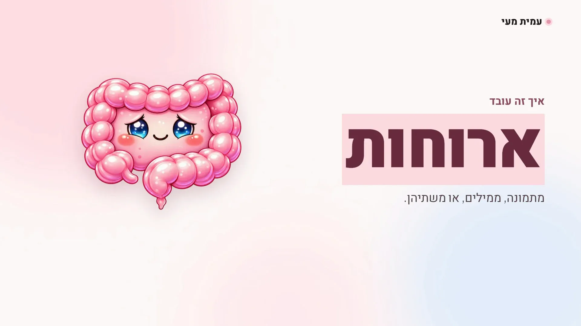 המעי הוורוד של עמית מעי ליד הכותרת ארוחות